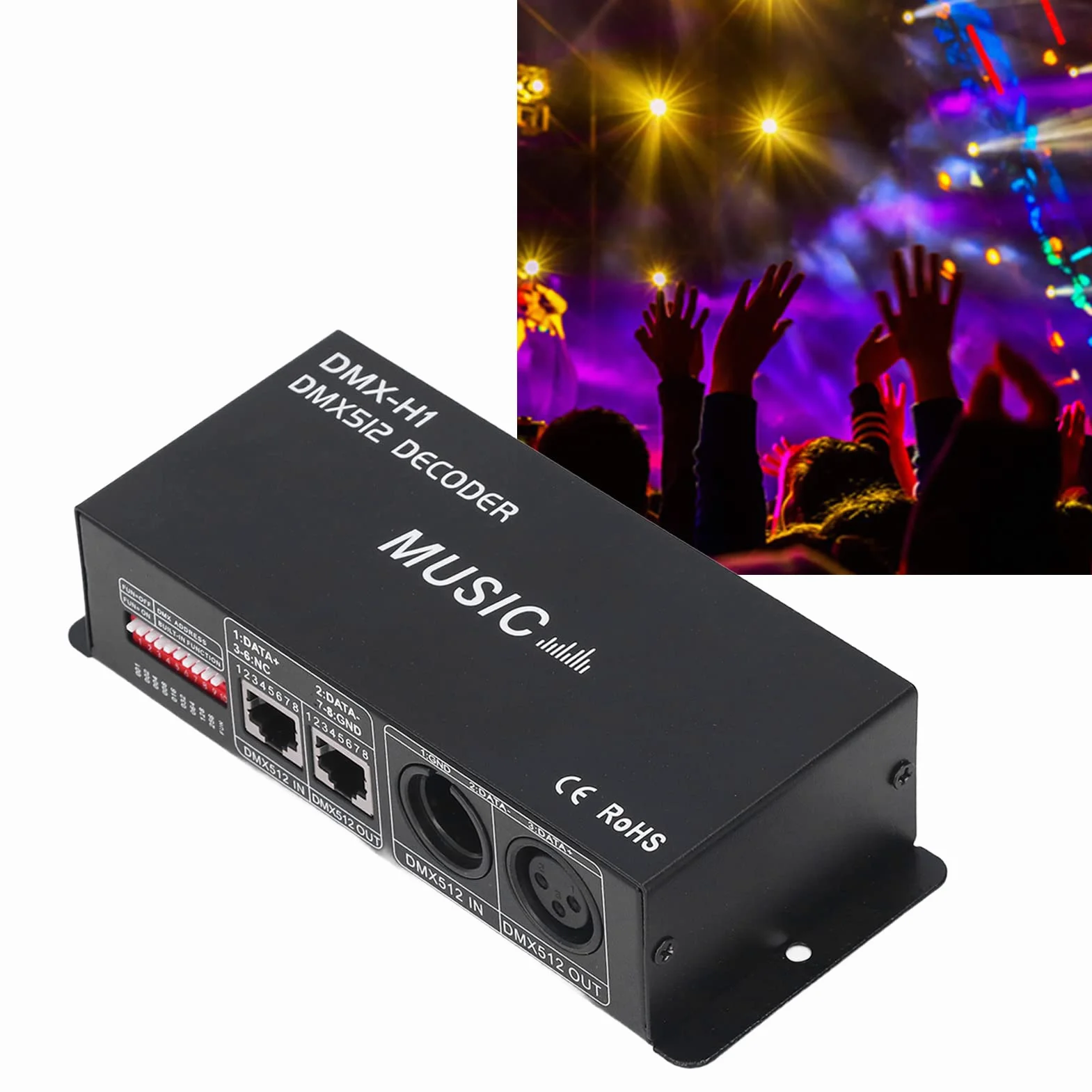 Kontroler LED DMX 512, 4-kanałowy Dekoder DMX, Kontrola Przyciemniania LED do Oświetlenia Scenicznego i urządzeń Nagrywających (8A na kanał)