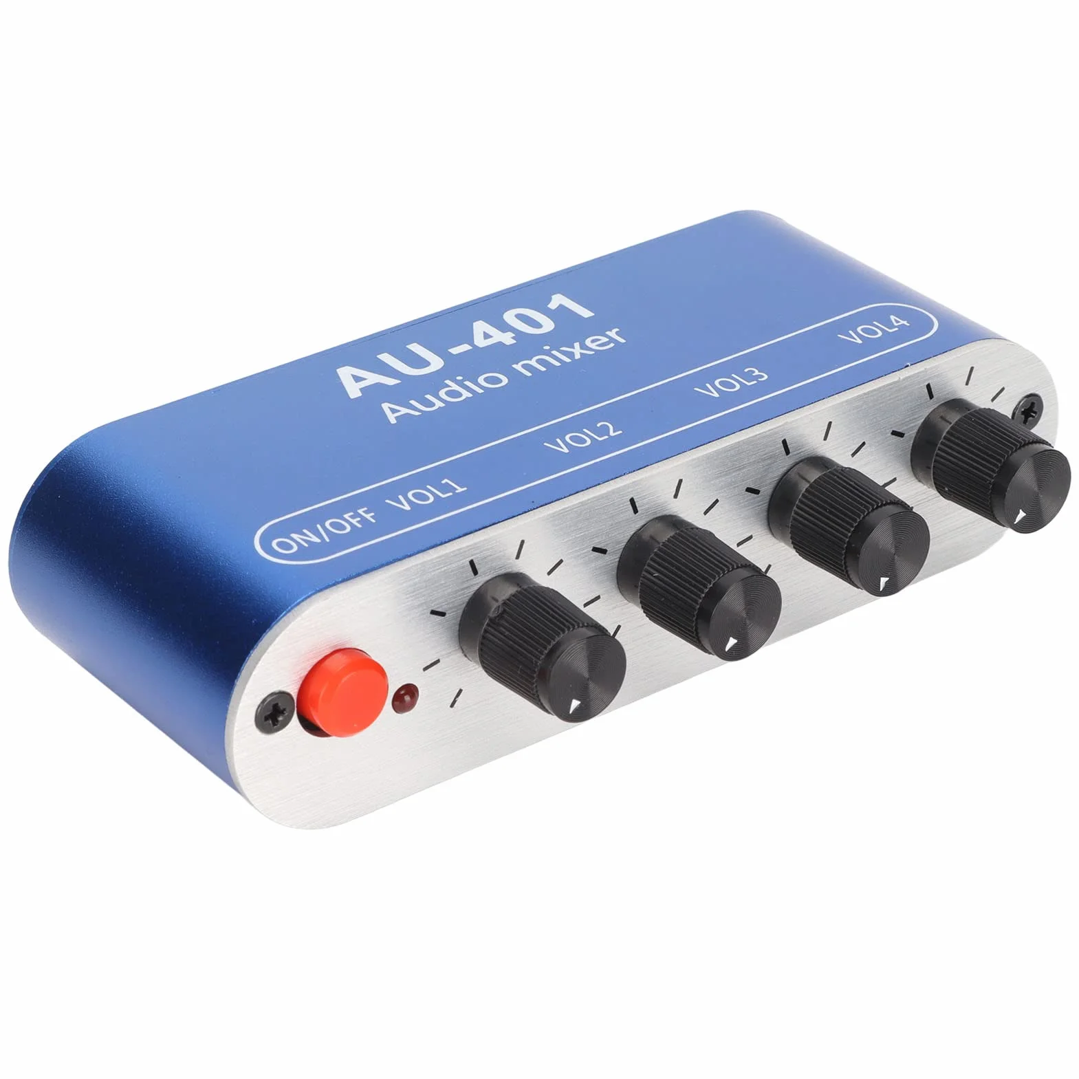 4-kanałowy Mikser Audio, Mini Przenośny Mikser Stereo 3,5 Mm Wzmacniacz Wyboru Dźwięku Niski Poziom Hałasu, Kompatybilny z Komputerem, Telefonem Komórkowym, Laptopem, do Małych Klubów lub Barów
