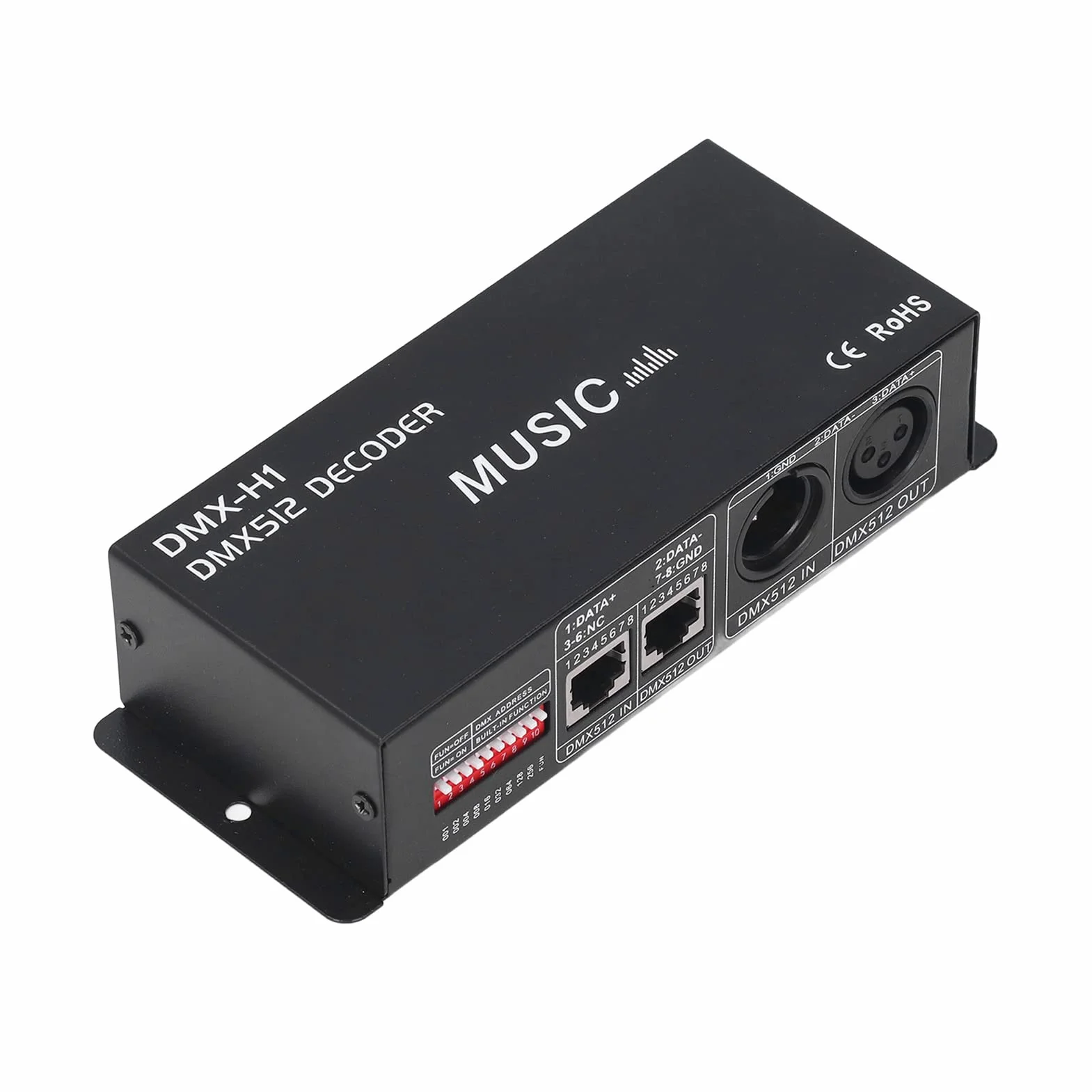 Kontroler LED DMX 512, 4-kanałowy Dekoder DMX, Kontrola Przyciemniania LED do Oświetlenia Scenicznego i urządzeń Nagrywających (8A na kanał)
